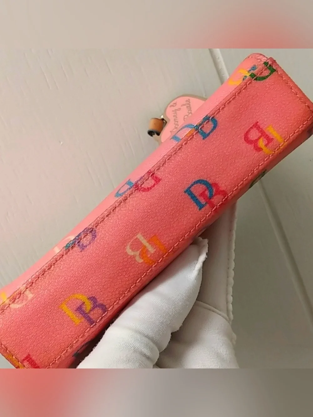 2000s Vintage Dooney And Bourke Pink Rainbow Zip Pouch Wallet